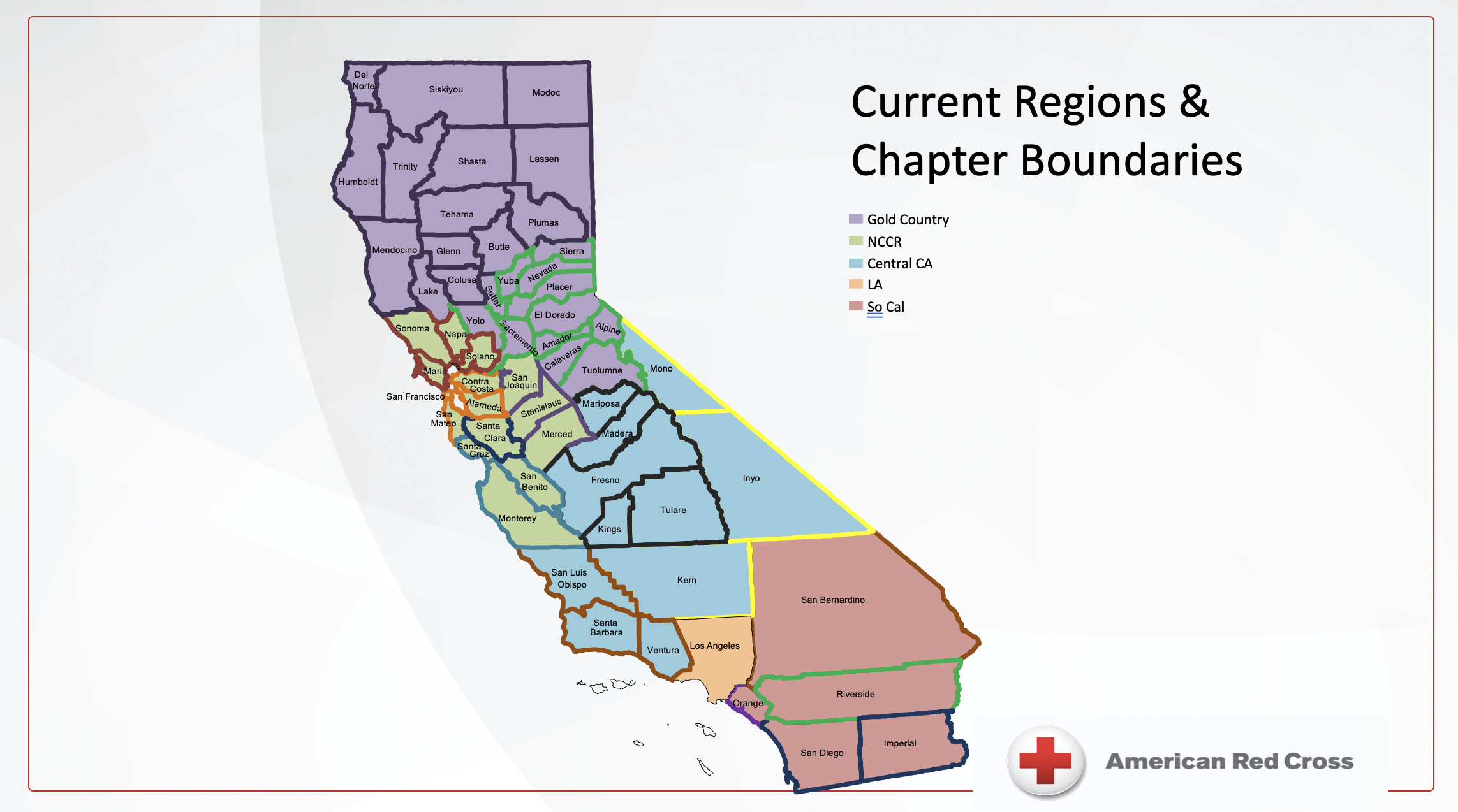 California — a rough PowerPoint slide, the starting point